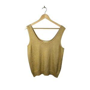VINTAGE St. John Santana Metallic Shimmer Knit Sleeveless Top Gold Size M